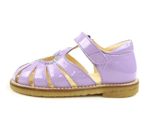 Angulus lilla confetti sandal med hjerte, glitter og lak (smal)
